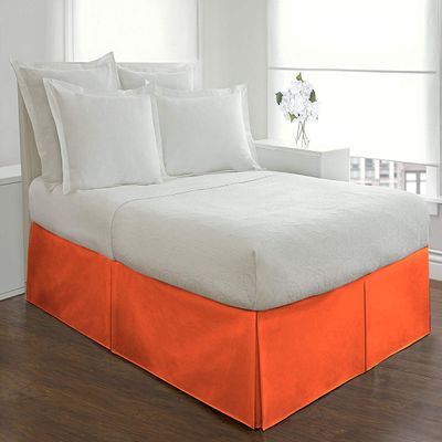 Maher Bedding100% Egyptian Cotton Box Pleated BedSkirt 800 Thread Count Solid Pattern 16'' Inch Drop Long Staple Durable Comfortable (Twin: Orange)