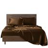 Restura Silk Satin Bedding Sheets 6 Piece Chocolate Twin XL Silk Satin Bed Sheet Set (Flat Sheet + Fitted 16'' + 4 Pillowcases) Breathable Durable Satin Bed Sheets view 1