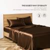 Restura Silk Satin Bedding Sheets 6 Piece Chocolate Twin XL Silk Satin Bed Sheet Set (Flat Sheet + Fitted 16'' + 4 Pillowcases) Breathable Durable Satin Bed Sheets view 3