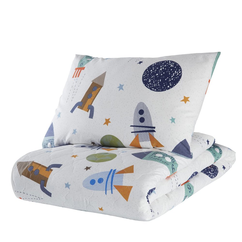 Cartoon Bedding Set, Full/Queen Size Bedspread Set, Space Themed Coverlet, Kids Boys Girls Bedding, (Twin)