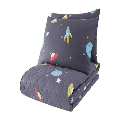 Cartoon Bedding Set, Full/Queen Size Bedspread Set, Space Gray Themed Coverlet, Kids Boys Girls Bedding, (Full/Queen)