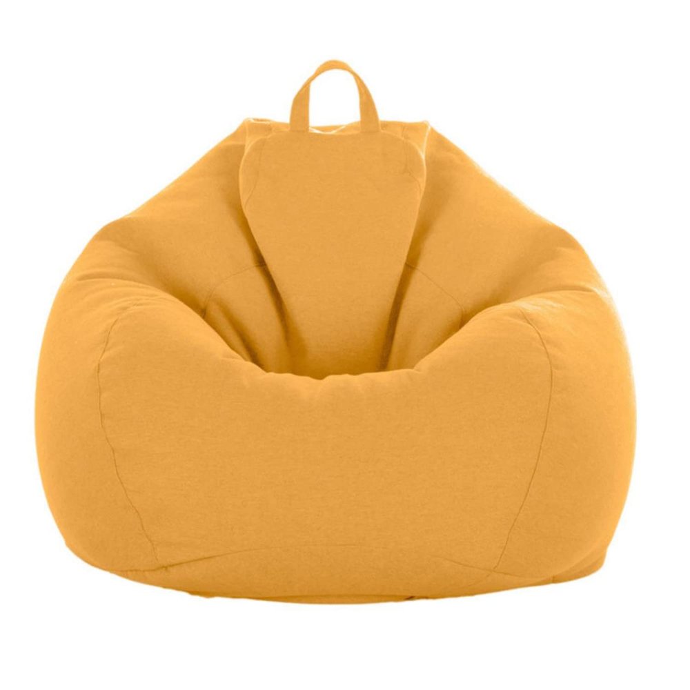Bean Bag Chair Cover (No Filler) Stuffed Animal Storage, for Organizing Plush Toys or Memory Foam Sturdy Large Opening Zipper 70x80cm Yellow