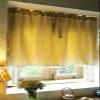 A.Monamour Short Curtain for Small Window Opaque Double Layers of Yellow Geometric Fabric with White Floral Embroidery Lace Window Valance Window Panel Drapes Half Curtain for Kitchen Door Curtain view 2
