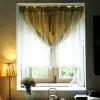 A.Monamour Short Curtain for Small Window Opaque Double Layers of Yellow Geometric Fabric with White Floral Embroidery Lace Window Valance Window Panel Drapes Half Curtain for Kitchen Door Curtain view 3