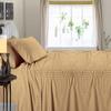 British-Linen Sheet Set 4 Piece and 1 Piece Zipper Duvet/Quilt Cover, 400TC & 100% Egyptian Cotton, (15" Deep Pocket) Cool, Silky and Lightweight 5 Piece Bedding - Taupe Stripe,Full-XL Size. view 2