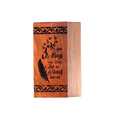 Amazing Handcrafted Wooden Urn Box - Personalized Cremation Urn for Ashes - Handmade Urns for Human Ashes - Adult Large Cremation Urns - Funeral Urns Engraved - Burial Urns. (9.5" X 5.5" X 5.5")
