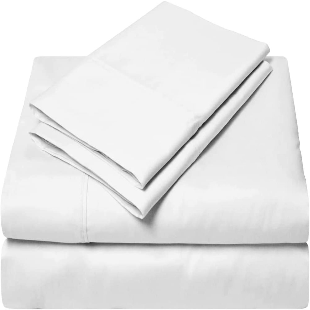 British-Linen Sheet Set 4 Piece and 1 Piece Zipper Duvet/Quilt Cover, 400TC & 100% Egyptian Cotton, (15" Deep Pocket) Cool, Silky and Lightweight 5 Piece Bedding - White Solid,King Size.