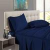 British-Linen Sheet Set 4 Piece and 1 Piece Zipper Duvet/Quilt Cover, 400TC & 100% Egyptian Cotton, (15" Deep Pocket) Cool, Silky and Lightweight 5 Piece Bedding - Navy Blue Stripe,Full-XL Size. view 3