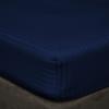 British-Linen Sheet Set 4 Piece and 1 Piece Zipper Duvet/Quilt Cover, 400TC & 100% Egyptian Cotton, (15" Deep Pocket) Cool, Silky and Lightweight 5 Piece Bedding - Navy Blue Stripe,Full-XL Size. view 4