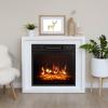 COSTWAY Electric Fireplace Insert 18-inch Wide, 1400W Recessed Fireplace Heater with Remote Control, 3 LED Flame Effects, 6H Timer, Electric Fireplace for Bedroom Home Office Indoor Use, Black view 2