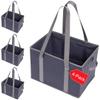 BAG-THAT! 4pk Reusable Grocery Bags Shopping Bags Tote Box Large Heavy Duty Groceries Bag Handles Foldable Reinforced Bottom (Navy Blue/Gray) view 1