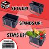 BAG-THAT! 4pk Reusable Grocery Bags Shopping Bags Tote Box Large Heavy Duty Groceries Bag Handles Foldable Reinforced Bottom (Navy Blue/Gray) view 2