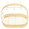 Abaodam Electroplated Gold Cup Rack with 6 Mug Hooks and Wire Storage Basket 13.11X11.49X7.87 Inch Wrought Iron Tea Cup Organizer for Kitchen Countertop and Party Use view 2