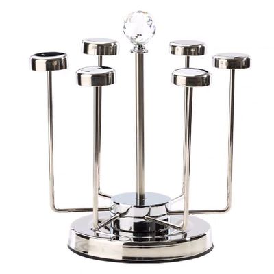 Cup Drying Rack Stand, Mug Rack 6 Cup Metal Hooks Drainer Holder Display Stand for Mugs, Glasses, Bottles on Home Kitchen Countertop,H
