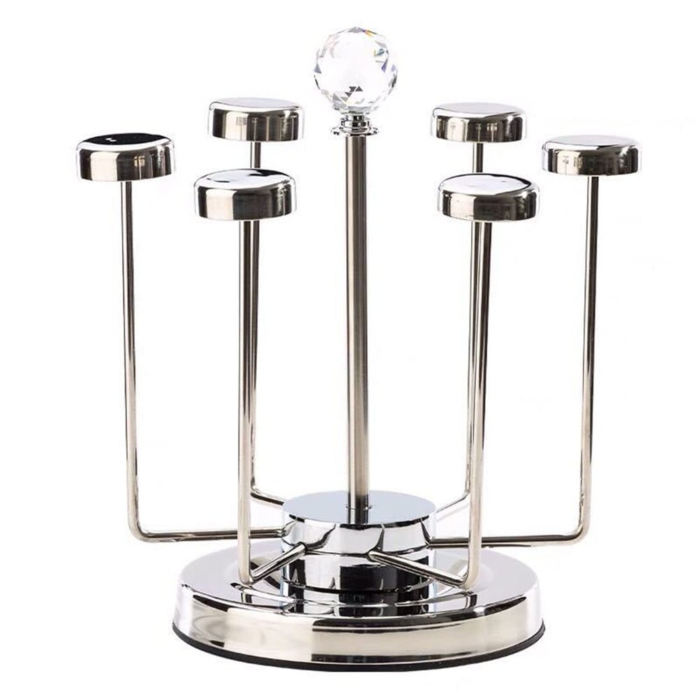 Cup Drying Rack Stand, Mug Rack 6 Cup Metal Hooks Drainer Holder Display Stand for Mugs, Glasses, Bottles on Home Kitchen Countertop,H