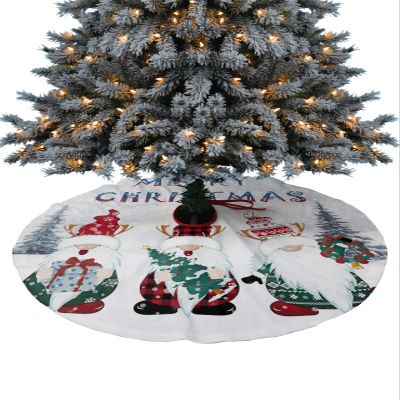 Christmas Tree Skirt Merry Christmas Gnome Snowy Pine Tree Holiday Tree Ornaments 4ft Winter Forest Xmas Trees Mat Home Decoration for Indoor Outdoor Party
