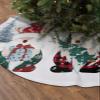 Christmas Tree Skirt Merry Christmas Gnome Snowy Pine Tree Holiday Tree Ornaments 4ft Winter Forest Xmas Trees Mat Home Decoration for Indoor Outdoor Party view 2