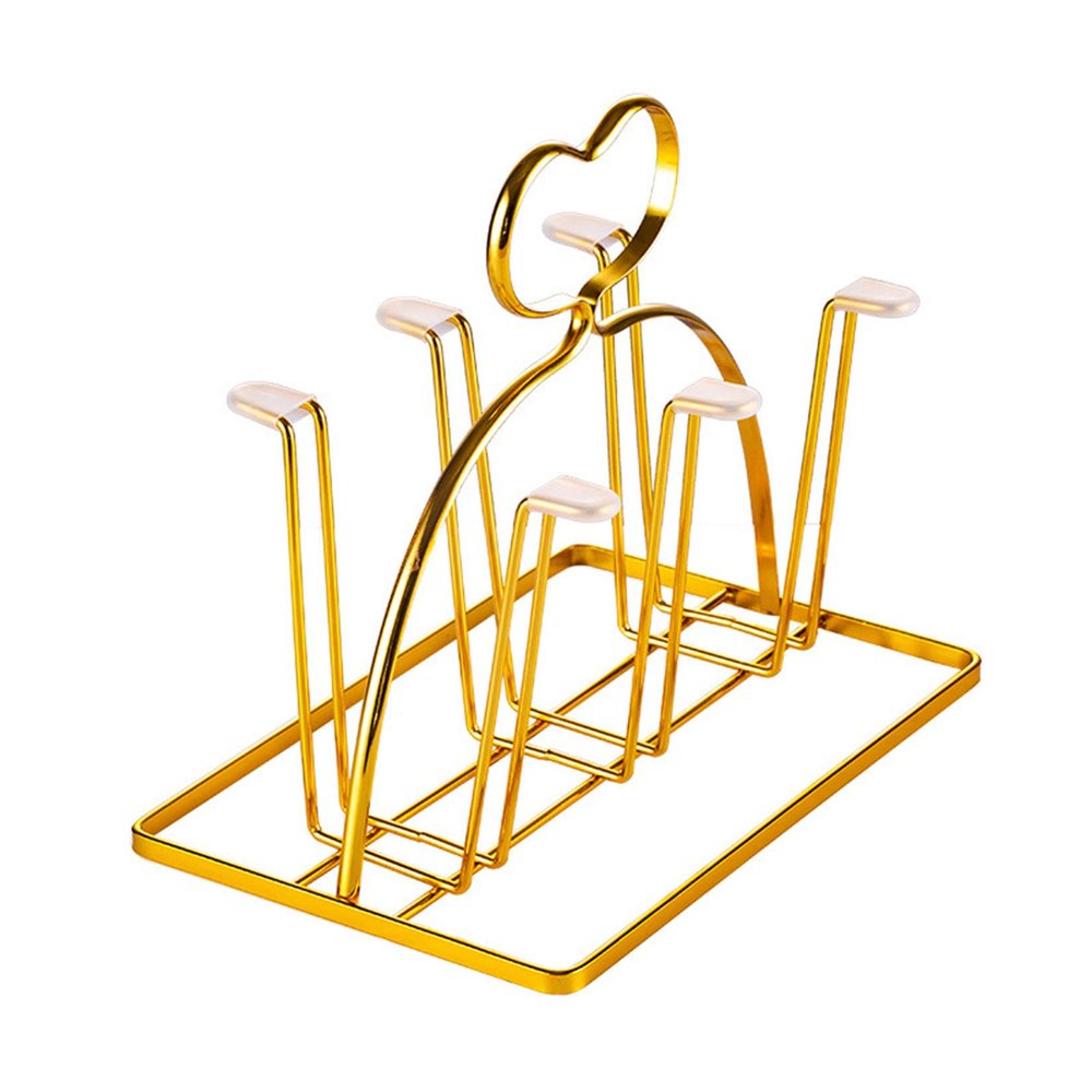 Cup Drying Rack Stand, Mug Rack 6 Cup Metal Hooks Drainer Holder Display Stand for Mugs, Glasses, Bottles on Home Kitchen Countertop,F