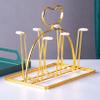 Cup Drying Rack Stand, Mug Rack 6 Cup Metal Hooks Drainer Holder Display Stand for Mugs, Glasses, Bottles on Home Kitchen Countertop,F view 2