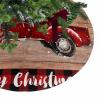 Christmas Tree Skirt Farm Christmas Car Holiday Tree Ornaments 4ft Red Truck Xmas Pine Tree Wood Board Xmas Trees Mat Home Decoration for Indoor Outdoor Party view 1