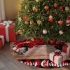 Christmas Tree Skirt Farm Christmas Car Holiday Tree Ornaments 4ft Red Truck Xmas Pine Tree Wood Board Xmas Trees Mat Home Decoration for Indoor Outdoor Party view 2