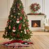 Christmas Tree Skirt Farm Christmas Car Holiday Tree Ornaments 4ft Red Truck Xmas Pine Tree Wood Board Xmas Trees Mat Home Decoration for Indoor Outdoor Party view 3