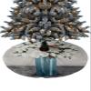 Christmas Tree Skirt White Still Life in Vase Holiday Tree Ornaments 4ft Blossom Gardenia Floral Xmas Trees Mat Home Decoration for Indoor Outdoor Party view 1
