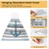 Kitchen Hanging Tie Towel, 1 Pack Reusable Quick Drying Hand Towel Nautical Anchor Blue Grey Stripe Cleaning Cloth with Loop Bathroom Tie Towels Modern Simplistic Striped view 2