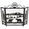 BestGiftEver 3-Panel Fireplace Screen Decorative with Mama Bear and Cub Strolling in The Meadow - Stand Alone Fireplace Cover Metal Mesh Screen - Home Decorative Firescreen for Cabin Wildlife Theme view 1