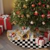 Christmas Tree Skirt Farm Rooster Sunflower Holiday Tree Ornaments 4ft Flower Wood Board Retro Buffalo Plaid Xmas Trees Mat Home Decoration for Indoor Outdoor Party view 2