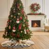 Christmas Tree Skirt Farm Rooster Sunflower Holiday Tree Ornaments 4ft Flower Wood Board Retro Buffalo Plaid Xmas Trees Mat Home Decoration for Indoor Outdoor Party view 3