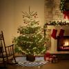 Christmas Tree Skirt Farm Rooster Sunflower Holiday Tree Ornaments 4ft Flower Wood Board Retro Buffalo Plaid Xmas Trees Mat Home Decoration for Indoor Outdoor Party view 4