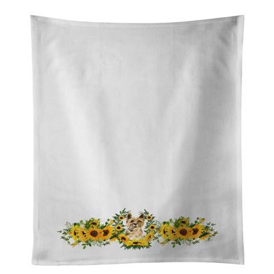 Caroline's Treasures CK2981WTKT Cairn Terrier in Sunflowers White Kitchen Towel Set of 2 Dish Towels Decorative Bathroom Hand Towel for Hand, Face, Hair, Yoga, Tea, Dishcloth, 19 X 25, White