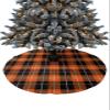 Christmas Tree Skirt Fall Orange Black Buffalo Plaid Holiday Tree Ornaments 4ft Chic Grid Gingham Xmas Trees Mat Home Decoration for Indoor Outdoor Party view 1
