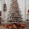 Christmas Tree Skirt Fall Orange Black Buffalo Plaid Holiday Tree Ornaments 4ft Chic Grid Gingham Xmas Trees Mat Home Decoration for Indoor Outdoor Party view 4