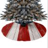 Christmas Tree Skirt Puerto Rico Flag on Shabby Wood Grain Holiday Tree Ornaments 4ft Star on Blue Red White Xmas Trees Mat Home Decoration for Indoor Outdoor Party view 1