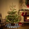 Christmas Tree Skirt Winter Christmas Red Cardinal Branch Holiday Tree Ornaments 4ft Xmas Botanical Buffalo Gingham Xmas Trees Mat Home Decoration for Indoor Outdoor Party view 4