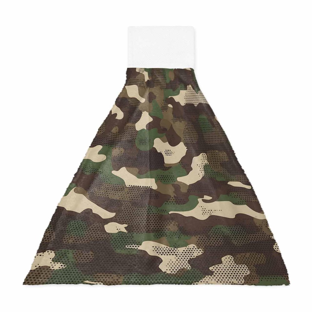 Chucoco Kitchen Hanging Tie Towel, 1 Pack Reusable Quick Drying Hand Towel Army Camouflage Jungle Green Brown Cleaning Cloth with Loop Bathroom Tie Towels Camo Art