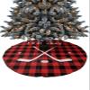Christmas Tree Skirt Winter Hockey Sport Holiday Tree Ornaments 4ft Christmas Black Red Buffalo Check Xmas Trees Mat Home Decoration for Indoor Outdoor Party view 1