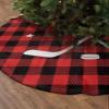 Christmas Tree Skirt Winter Hockey Sport Holiday Tree Ornaments 4ft Christmas Black Red Buffalo Check Xmas Trees Mat Home Decoration for Indoor Outdoor Party view 2