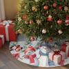 Christmas Tree Skirt Christmas Snowman with Red Cardinal Holiday Tree Ornaments 4ft Green Pine Branch Xmas Tree Xmas Trees Mat Home Decoration for Indoor Outdoor Party view 2
