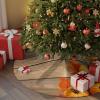 Christmas Tree Skirt Thanksgiving Pumpkin Retro Maple Leaf Holiday Tree Ornaments 4ft Brown Wood Plank Xmas Trees Mat Home Decoration for Indoor Outdoor Party view 2