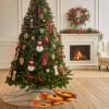 Christmas Tree Skirt Thanksgiving Pumpkin Retro Maple Leaf Holiday Tree Ornaments 4ft Brown Wood Plank Xmas Trees Mat Home Decoration for Indoor Outdoor Party view 3