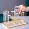 Cup Drying Rack Stand, 6 Cups Mug Cup Holder Coffee Cup Display Stand Non-Slip Mugs Cups Organizer with Handle for Home Storage Kitchen Cabinet Counter,Gold view 3