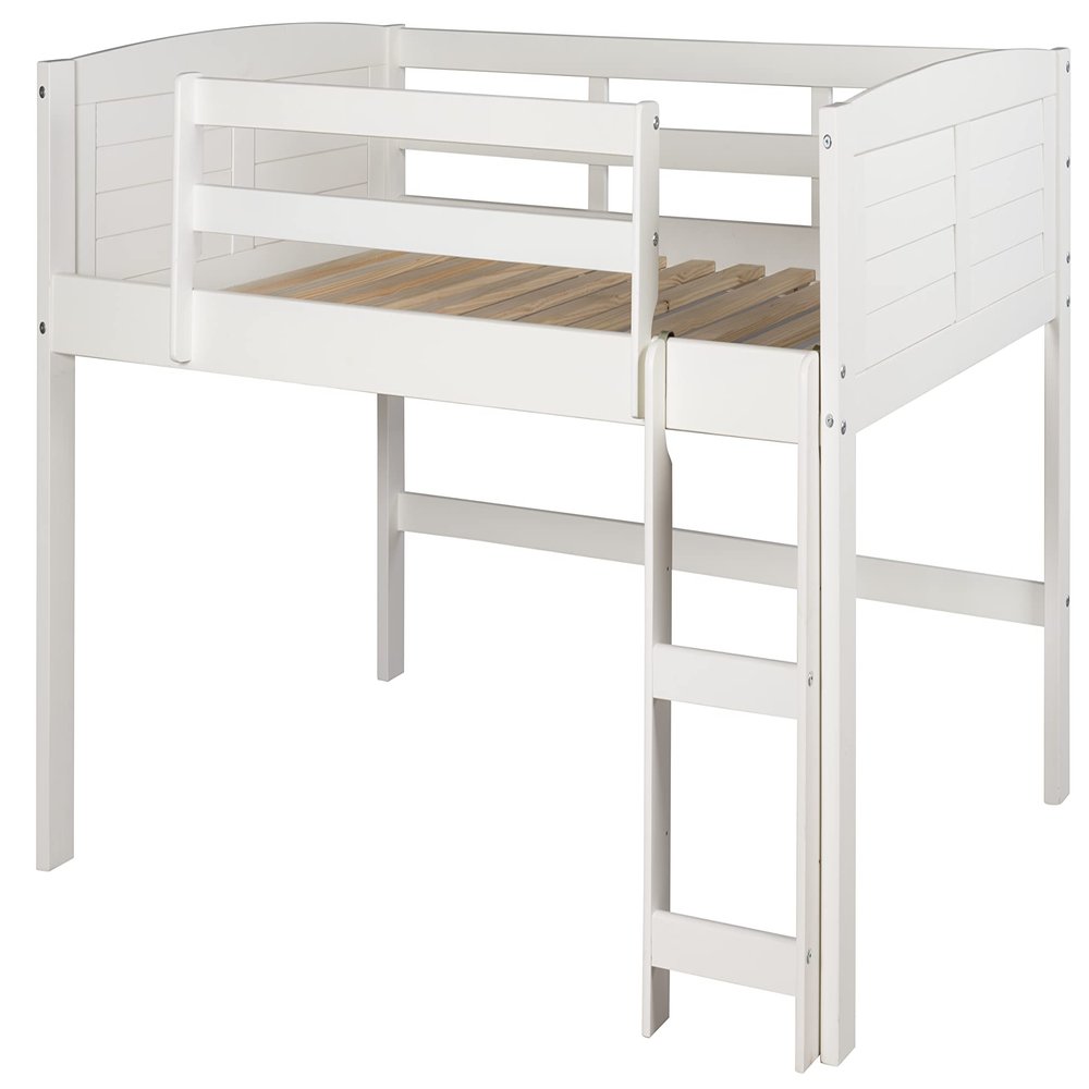 Donco Kids Louver Twin White Low Loft Bed