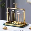 Cup Drying Rack Stand, Mug Rack 6 Cup Metal Hooks Drainer Holder Display Stand for Mugs, Glasses, Bottles on Home Kitchen Countertop,Gold view 2
