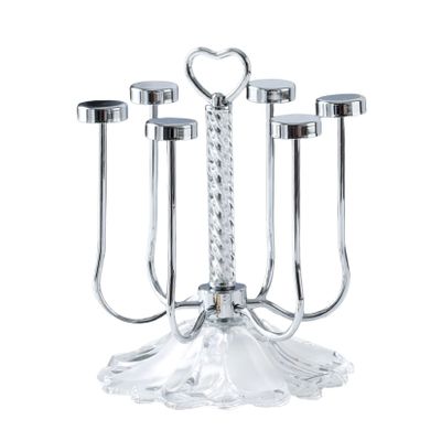 Cup Drying Rack Stand, Mug Rack 6 Cup Metal Hooks Drainer Holder Display Stand for Mugs, Glasses, Bottles on Home Kitchen Countertop,E