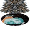 Christmas Tree Skirt Thanksgiving Pumpkins Texts on Black Holiday Tree Ornaments 4ft Teal Orange Pumpkin Xmas Trees Mat Home Decoration for Indoor Outdoor Party view 1