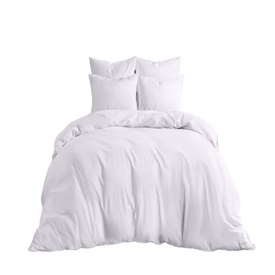 All Star Linen California King Duvet Cover Set with Zipper & Corner Ties 800 TC 100% Organic Cotton 5pc White Duvet Cover Set Cal-King (110'' x 98'') Size