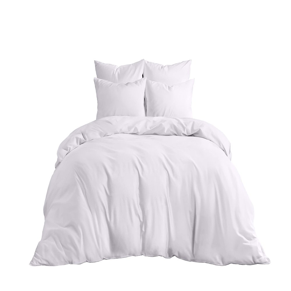 All Star Linen California King Duvet Cover Set with Zipper & Corner Ties 800 TC 100% Organic Cotton 5pc White Duvet Cover Set Cal-King (110'' x 98'') Size